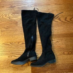 Black Suede Over-the-Knee Boots